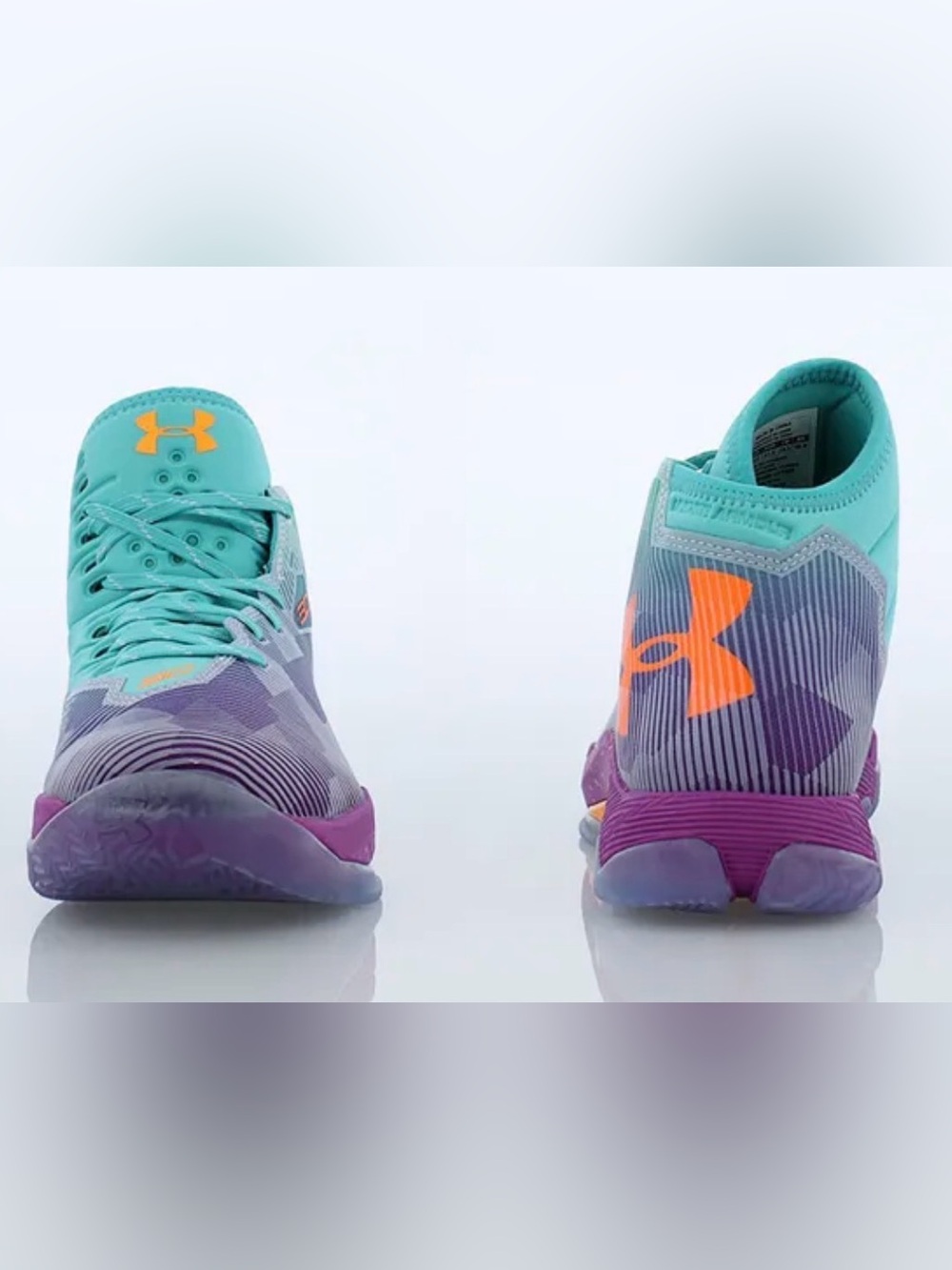 Under Armour Kids' Curry 2.5 Tropical Teal Purple & Orange Basketball Sneakers